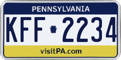 PA license plate KFF2234