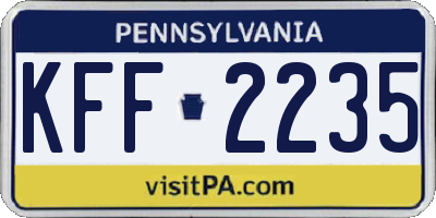PA license plate KFF2235