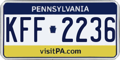 PA license plate KFF2236