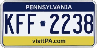 PA license plate KFF2238