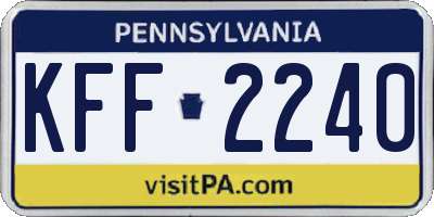 PA license plate KFF2240