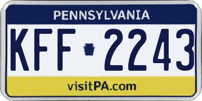 PA license plate KFF2243