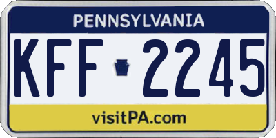 PA license plate KFF2245