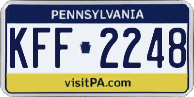 PA license plate KFF2248