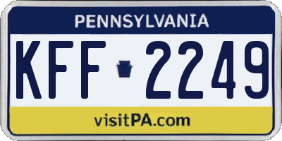 PA license plate KFF2249