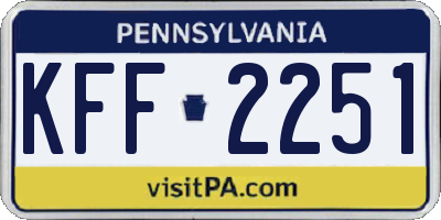 PA license plate KFF2251