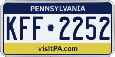 PA license plate KFF2252