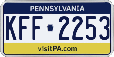 PA license plate KFF2253