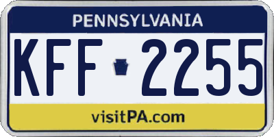 PA license plate KFF2255