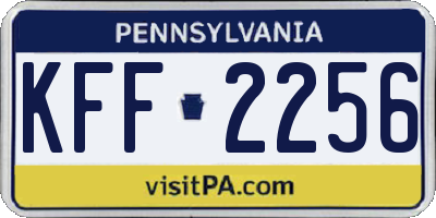 PA license plate KFF2256