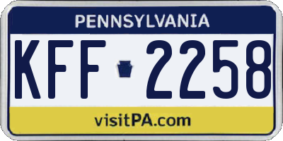 PA license plate KFF2258
