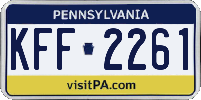 PA license plate KFF2261
