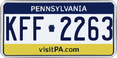 PA license plate KFF2263
