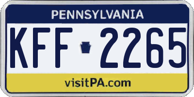 PA license plate KFF2265