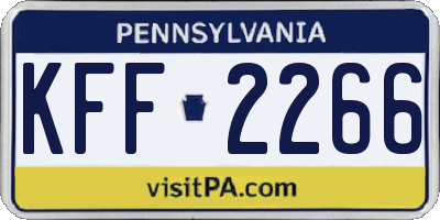 PA license plate KFF2266