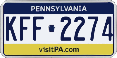 PA license plate KFF2274