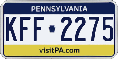 PA license plate KFF2275