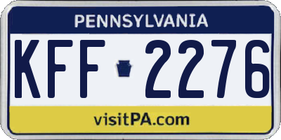 PA license plate KFF2276