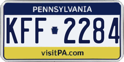 PA license plate KFF2284