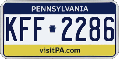 PA license plate KFF2286