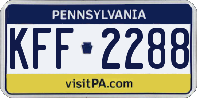 PA license plate KFF2288