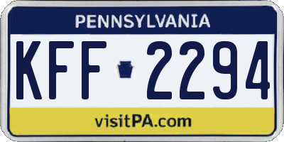 PA license plate KFF2294
