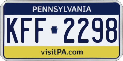 PA license plate KFF2298