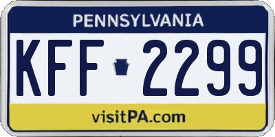 PA license plate KFF2299