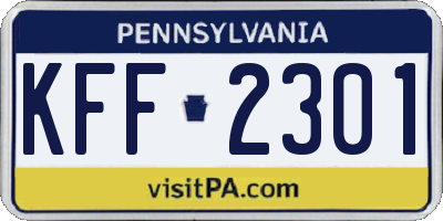 PA license plate KFF2301