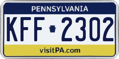 PA license plate KFF2302