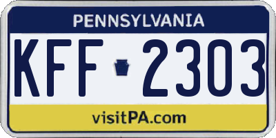 PA license plate KFF2303