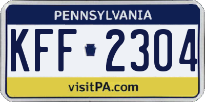 PA license plate KFF2304