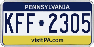 PA license plate KFF2305