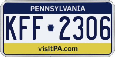 PA license plate KFF2306
