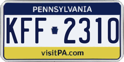 PA license plate KFF2310