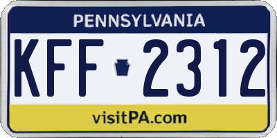 PA license plate KFF2312
