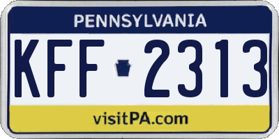 PA license plate KFF2313