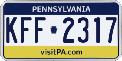 PA license plate KFF2317