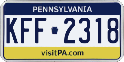 PA license plate KFF2318