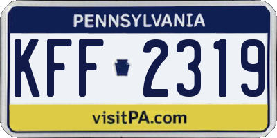 PA license plate KFF2319