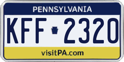 PA license plate KFF2320