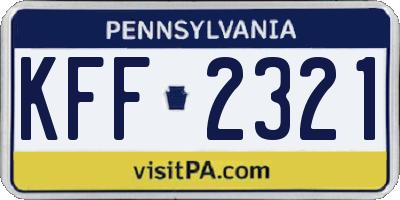 PA license plate KFF2321