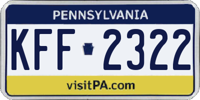PA license plate KFF2322