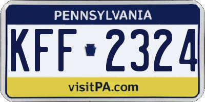 PA license plate KFF2324