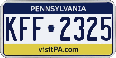 PA license plate KFF2325