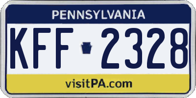 PA license plate KFF2328