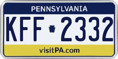 PA license plate KFF2332