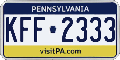 PA license plate KFF2333