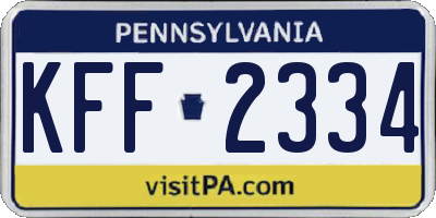PA license plate KFF2334