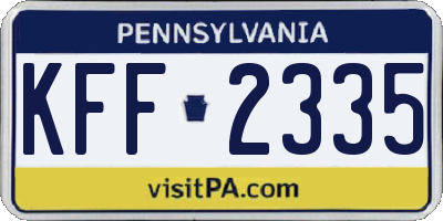 PA license plate KFF2335